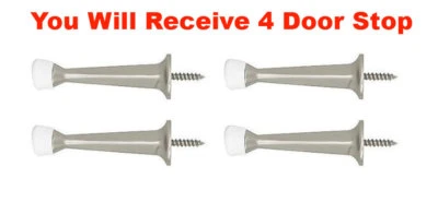 4x Perfect Home Door Stop Solid Brushed Nickel Rigid Doorstop Door Stopper 3" - Image 1 of 3