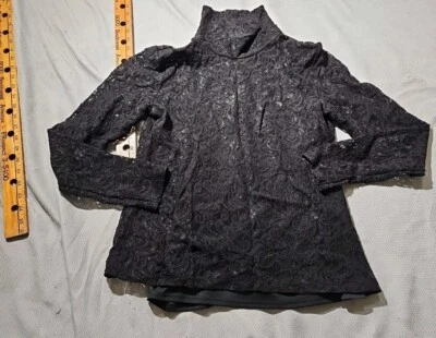 Nicole Miller Shirt Womens Medium Black Lace Fairy Grunge Whimsigoth Layered  - Image 1 of 4