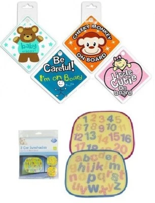 RSW Baby on Board Sign (Choice of 4) optional 2 x Car Sunshades