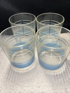 Phoenix Ice Plastic Tumblers Cups Blue Stripes Taiwian 1970s - Picture 1 of 7