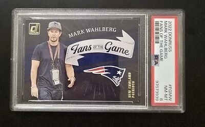 2022 Donruss Mark Wahlberg Fans Of The Game New England Patriots SP #FGMW PSA 8 - Image 1 of 3