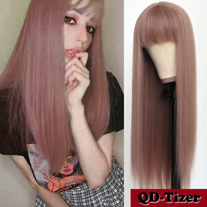 Dark Blonde Synthetic No Lace Wigs Cosplay Heat Resistant Party Wig Full Bangs