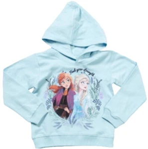 Disney Girls Hoodie Sweatshirt Blue 8 Cotton Pullover Frozen Elsa Anna Graphic - Picture 1 of 12