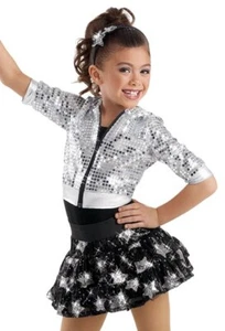 Dance Costume Weissman 7190 Silver Small Adult Jazz Sequin Tap Sequin Clogging - Picture 1 of 3