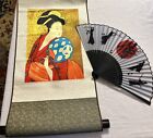 Asian Themed Decor Lot Fan And Scroll Decoration Lot