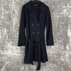 Nanette Lepore Sz L Wool Trench Pea Coat Long Double Breasted Button Up Jacket - Picture 1 of 9