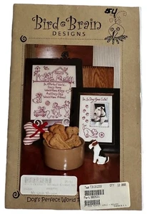 Dogs Perfect World Redwork embroidery pattern by Bird Brain  Designs - Picture 1 of 2