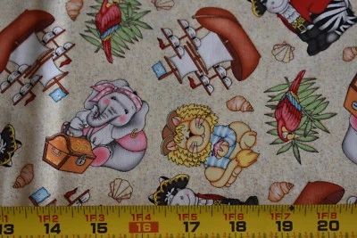 32" Long, Bazoople Pirates Shipmates on Tan Quilt Cotton Springs/Schreiner,N4091 - Image 1 of 4