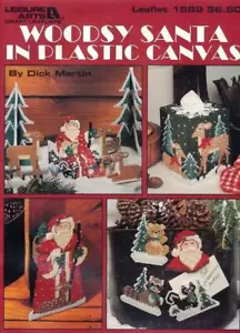 LEISURE ARTS WOODSY SANTA IN PLASTIC CANVAS BY DICK MARTIN VTG 1995 - Picture 1 of 3