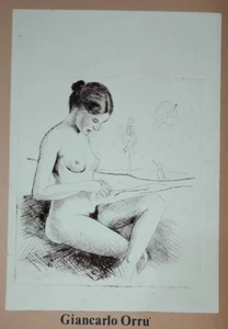 80'S - GIANCARLO ORRU' - SERIGRAFIA O ORIGINALE? - NUDO DI DONNA 25X35CM - Picture 1 of 2