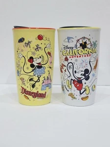 NEW! Disney Parks Starbucks Ceramic Tumbler Travel Mugs Mickey Minnie Mouse Set - Picture 1 of 6