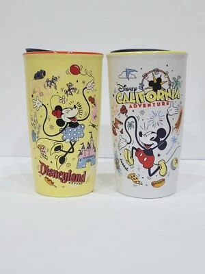 ¡NUEVO! Juego de tazas de viaje vaso de cerámica Starbucks de Mickey Minnie Mouse de los parques de Disney Foto 1 de 4