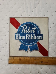 Large Vintage Pabst Blue Ribbon Beer Advertising Patch 7 1/4 X 7 1/4 inch - Picture 1 of 4