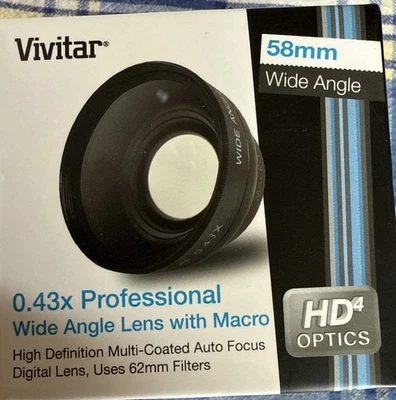 Vivitar 58mm  Professional 0.43x  Wide Angle Lens w/ Macro NEW - Image 1 of 4
