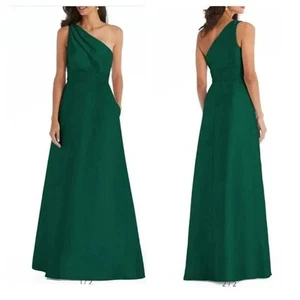 Alfred Sung Hunter grün One-Shoulder A-Linie Kleid Größe 8 $ 239 D815S - Bild 1 von 1