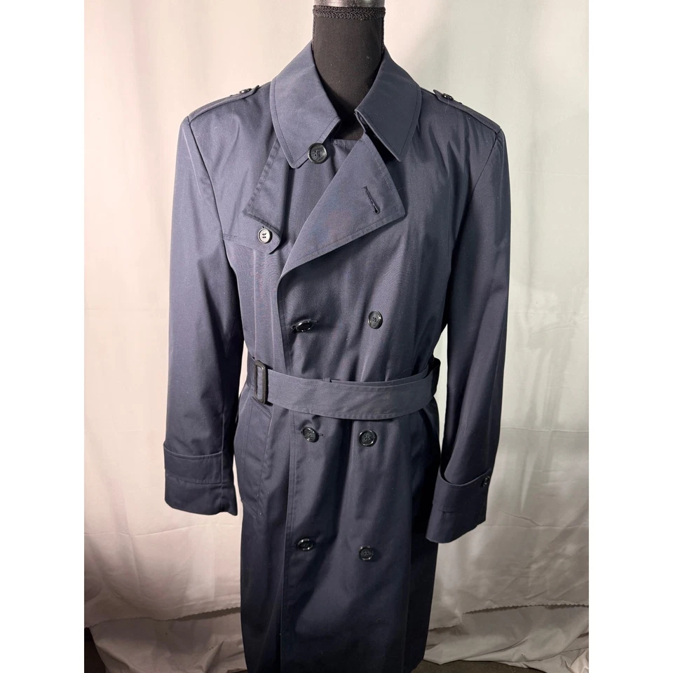 VTG Botany 500 Mens Navy DBL Breasted Trench Coat with Removable Lining 40 REG - Image 1 of 4