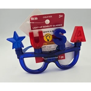 Gafas de novedad iluminadas talla infantil EE. UU. patrióticas rojas y azules 4 de julio NUEVAS - Imagen 1 de 7
