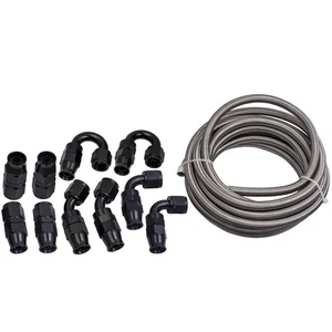 20FT -8AN AN8 PTFE Stainless Steel Braided Fuel Gas Oil Line Hose Universal - Bild 1 von 19