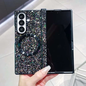 Glitter Shockproof Slim Mag Safe Case for Samsung Z Fold 4 5 6 7 Magnetic Cover - Picture 1 of 18