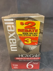 Maxell Videocassette Paquete de 3 T-120 Sellado de Fábrica - Imagen 1 de 3