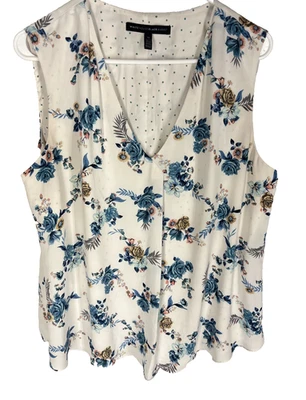 白屋黑色市场上衣 14 花卉带圆点衬里调情背心职业 — 第 1/4 张图片