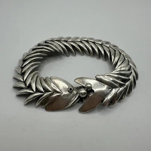 Vintage D'Molina Taxco Mexico 925 Fishbone Bracelet Fish Articulated 8.5” - Picture 1 of 9