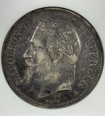 1867-A France Silver 5 Franc. ANACS EF 45.  - Image 1 of 4