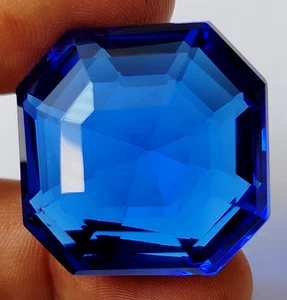 AAA+ 119.30 Ct. Large Blue Ceylon Sapphire Asscher Shape Stunning Loose Gemstone - Picture 1 of 6