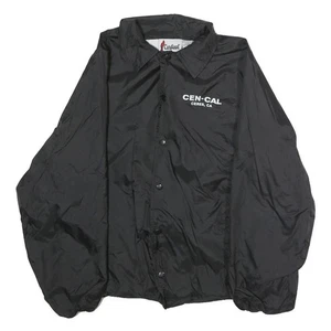 CARDINAL Mens Black Nylon Button Jacket L Plain Casual Lightweight Windbreaker - Picture 1 of 6