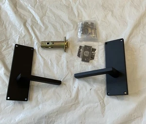 Emtek Door Handle Set Non-Keyed Matte Black Modern 8111HLOUS19 H3 - Picture 1 of 8