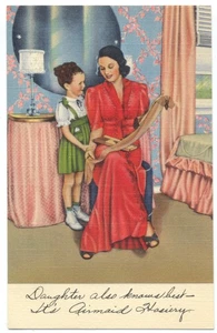 Medias AIRMAID PARA DÍA DE LA MADRE ¡Hija lo sabe mejor! Postal de lino 1940 - Imagen 1 de 2