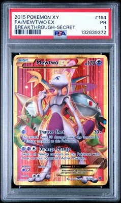 PSA 1! Pop 20 Pokemon 2015 Mewtwo EX 164/162 XY Breakthrough Full Art SecretRare - Image 1 of 2