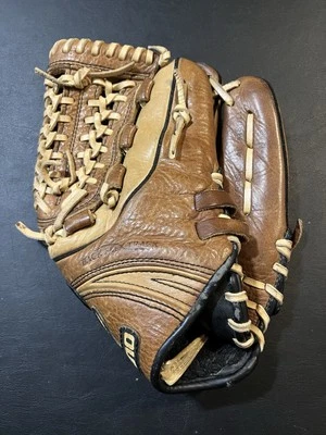 Guante de béisbol profesional Mizuno cuero marrón cosido a mano corto usado derecho Foto 1 de 4