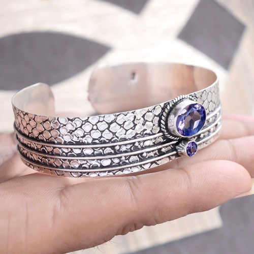 VALENTINO Bracciale ametista viola sfaccettato argento sterling 925 braccialetto gioielli a mano