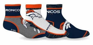Calze Denver Broncos confezione da 3 quarti lunghezza NFL calcio adatte scarpa uomo taglia 7-12 - Foto 1 di 1