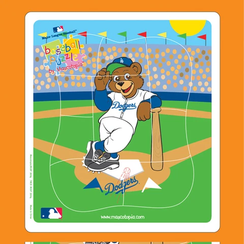 Los Angeles Dodgers 12" x 14 Team Mascot 9 Piece Wooden Puzzle Ages 2-5 FREE S&H Cover