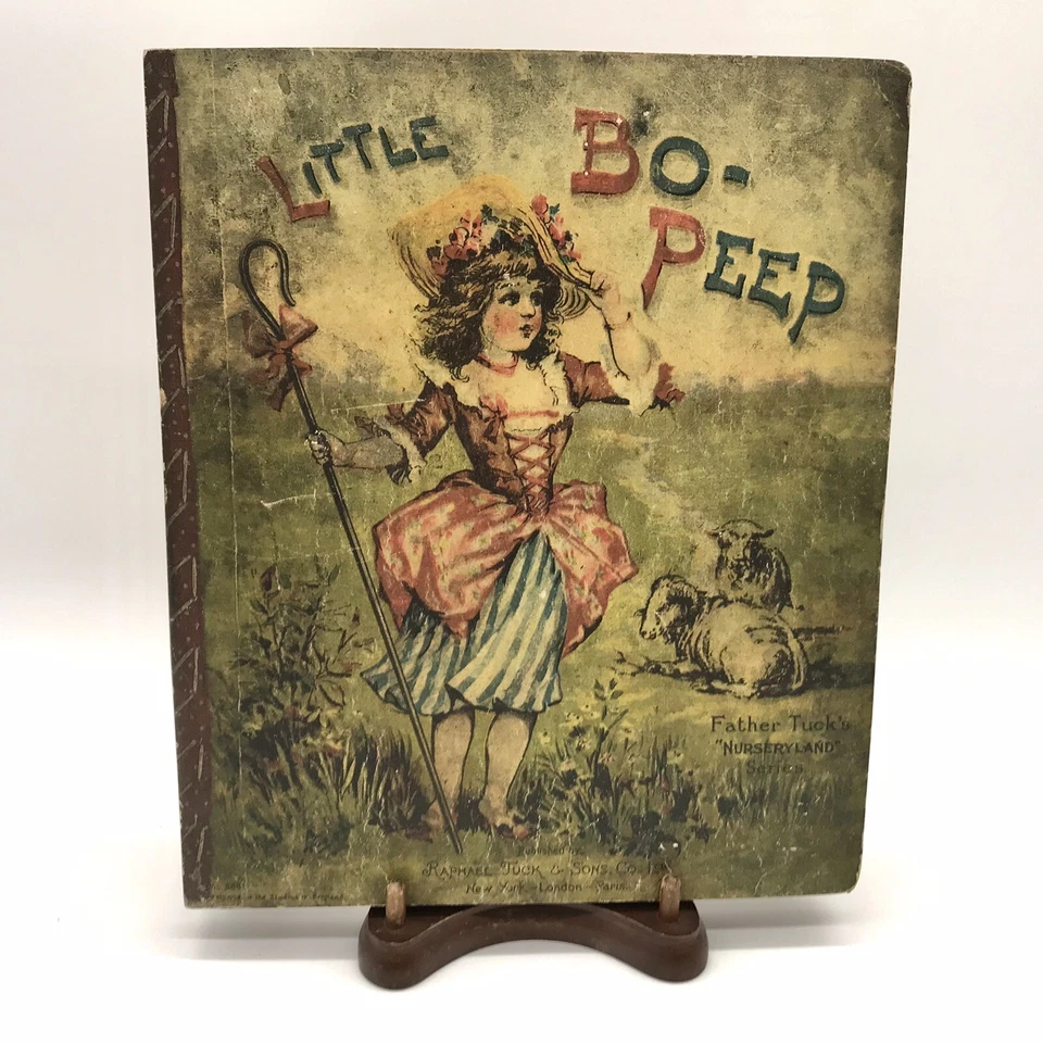 Antigo Little Bo Peep Madeira Arte de Parede/Placa Madeira Reprodução Livro Capa Berçário - Imagem 1 de 4