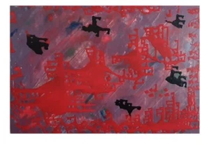 Acryl auf Leinwand, Abstraktes Gemälde mit Reliefmalerei. Maße 50x70 cm - Bild 1 von 5