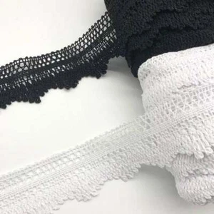 3mts Vintage Style Cotton Lace Edge Trimming, 6cm width White or Black - Picture 1 of 3