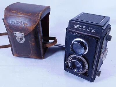 Appareil photo vintage Semflex Orec bi objectif avec étui en cuir non testé pièces/restauration - Photo 1/4
