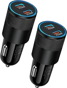 60W Dual USB-C 2 Type-C Port PD Car Charger USB C QC4.0 Quick Charging Adapter - Picture 1 of 9