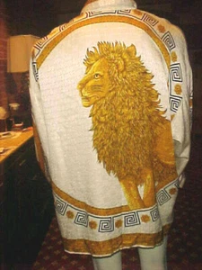VINTAGE HERREN CREME DE SEIDE KREPP SEIDE HEMD KÖNIG DER LÖWEN DES DSCHUNGELS 5XL-6XL - Bild 1 von 10