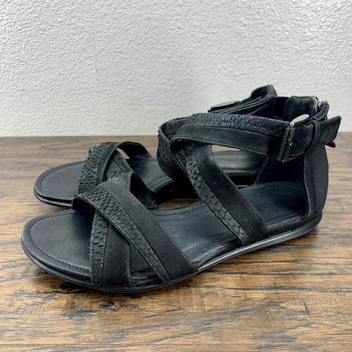 Sandali da donna neri in pelle Ecco taglia 6 6 5 comfort cerniera EU 37