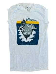 Vintage 70er 80er Pearl Harbor Hawaii USS Enterprise Marine Muskelhemd Einzelnaht - Bild 1 von 9