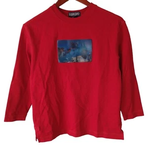 Land's End 3D Holographic Extreme Snowboarding Red 3/4 Sleeve T-Shirt Boy's Med - Picture 1 of 8