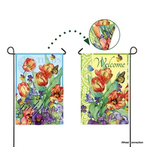 2 Sided Garden Welcome Flag Evergreen Reflections With Butterflies and Flowers - Picture 1 of 4