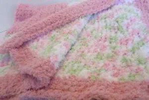 Girl Pink Chenille Baby Blanket 47x53 Handmade Crochet knit Crib Size Afghan - Picture 1 of 9