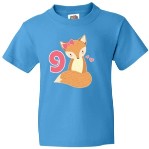 Inktastic 9th Birthday Fox 9 Year Old Youth T-Shirt Nine Animal Childs Adorable - Picture 1 of 5
