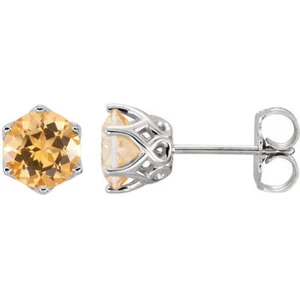 Pendientes de topacio miel en oro blanco de 14 K - Imagen 1 de 2