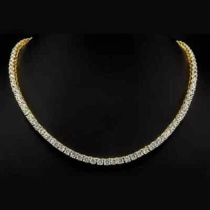 Lab Created 7Ct Round Cut Diamond 20'' Tennis Necklace 14K Yellow Gold Plated - Picture 1 of 7